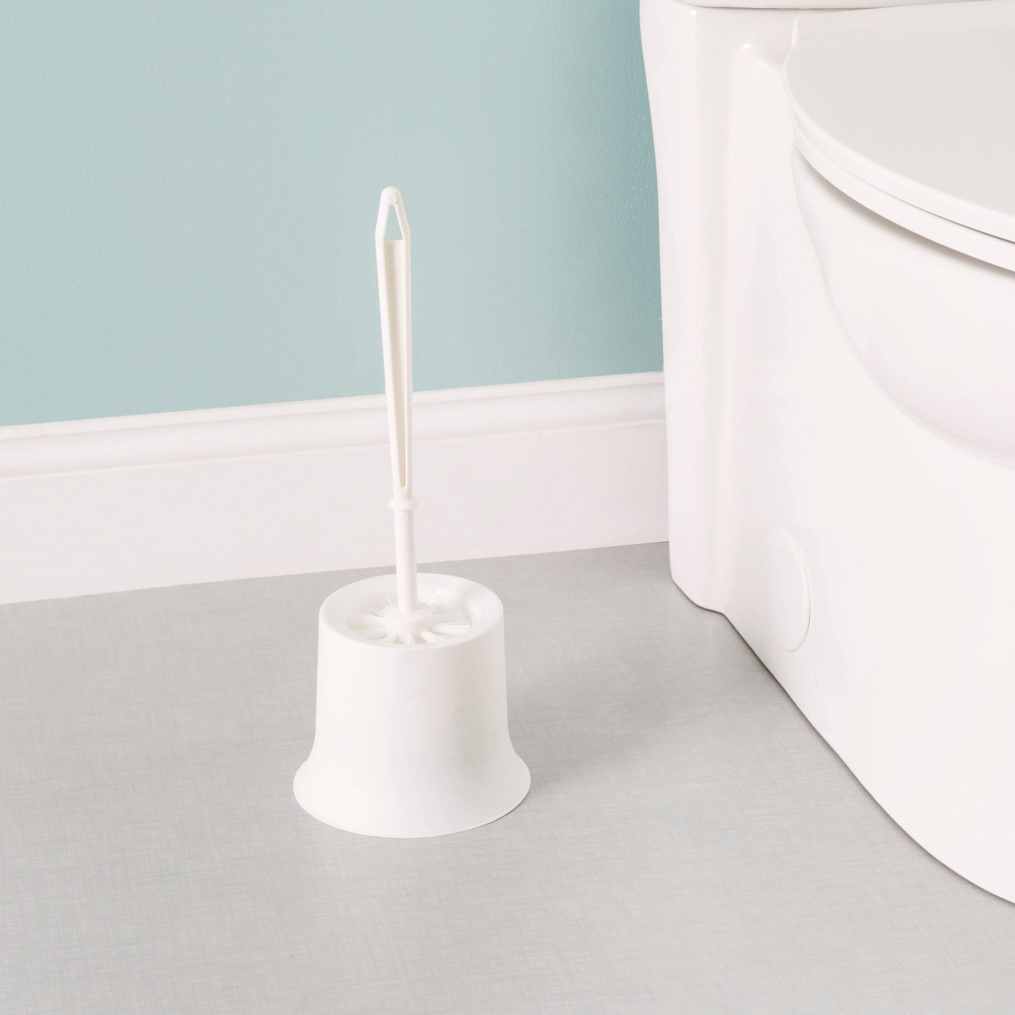 Home Basics TB45049 Toilet Brush, Nylon, 15-1/4 in L Brush, Plastic, White - 5