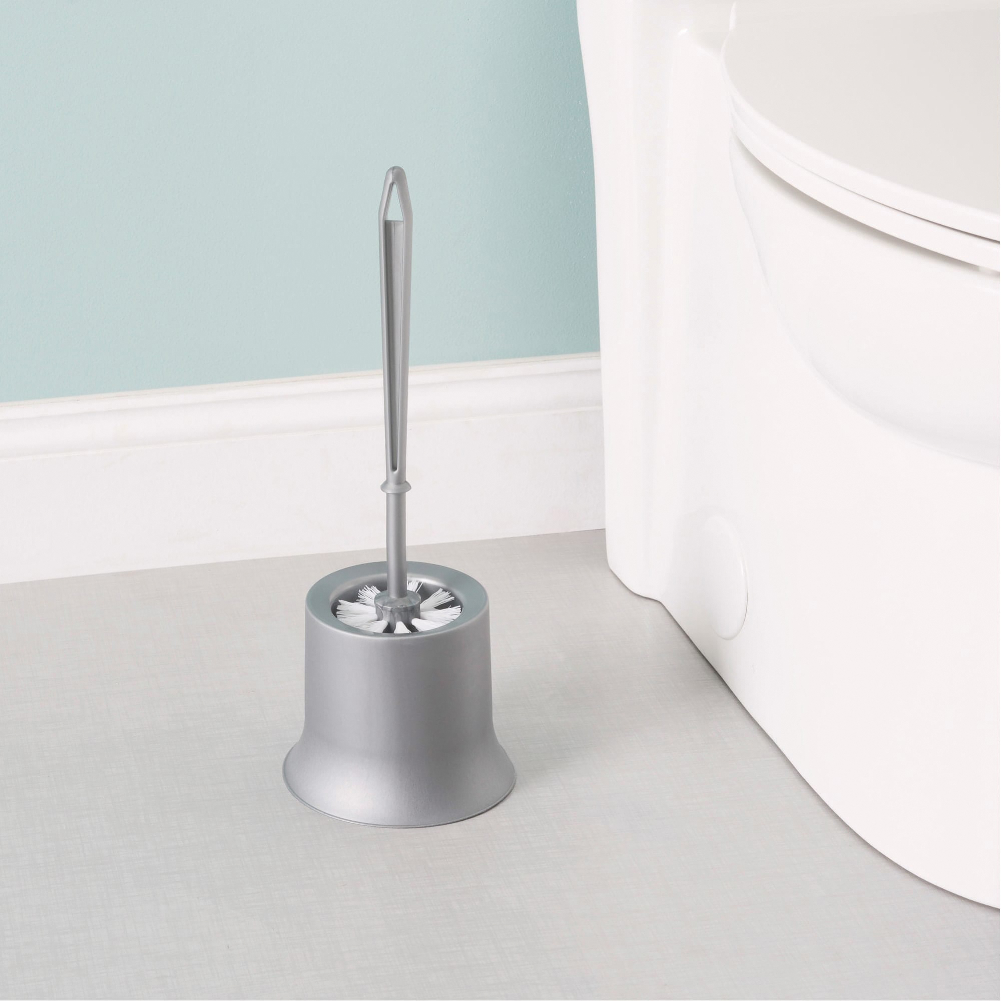 Home Basics TB45051 Toilet Brush, Nylon, 15.87 in L Brush, Plastic, Gray - 5