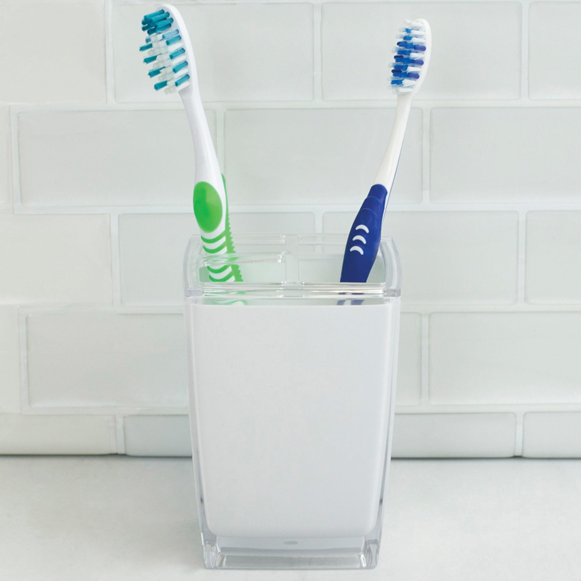 Home Basics TH41172 Toothbrush Holder, Plastic, White - 2