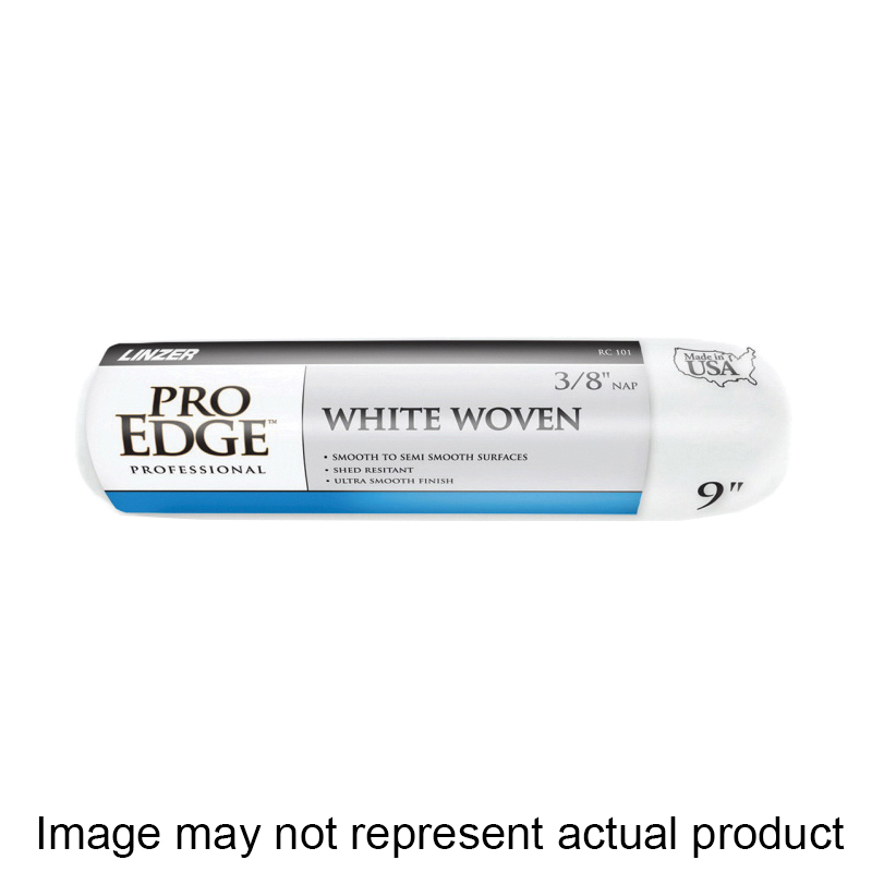 Pro Edge RC101-18 Roller Cover, 3/8 in Thick Nap, 18 in L, Polypropylene Cover, White