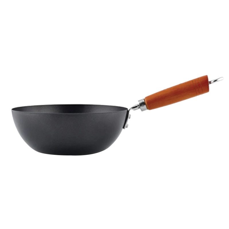 Ken Hom KH320001U Mini Wok, 20 cm Dia, 11 cm H, Carbon Steel Pan, Black Pan, Long Handle, Wood Handle - 4