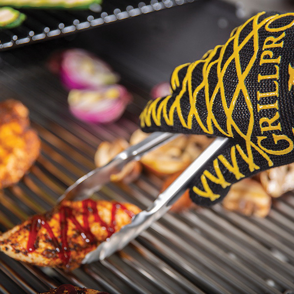 GrillPro 90974 Grill Mitt Gloves, One Size, Aramid Fabric, Black/Yellow - 3