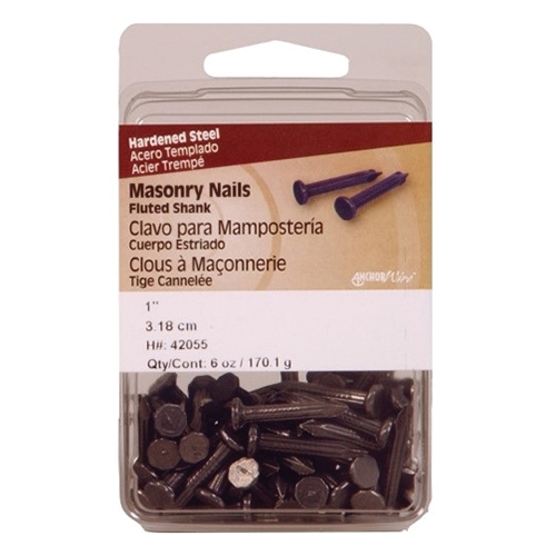 Fluted Masonry Nails, Hillman, Bright, 1 in 6 oz - 2