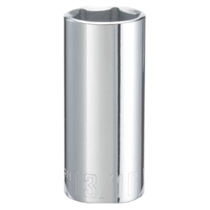 CMMT43338 Socket, 13/16 in Socket, 3/8 in Drive, 6-Point, Steel, Polished Chrome
