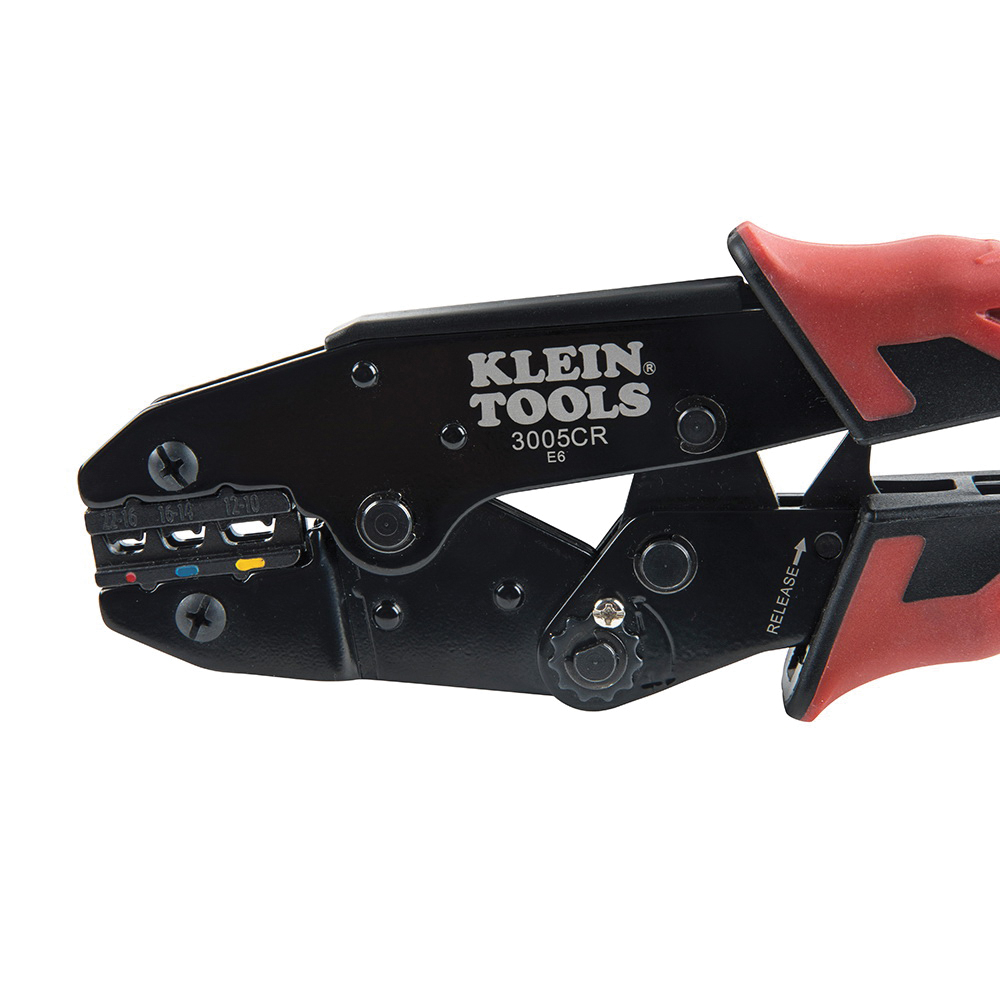 Ratcheting Crimper, Klein Tools, 22 to 10 AWG Wire, 9 in OAL, Molded Grip Handle - 2