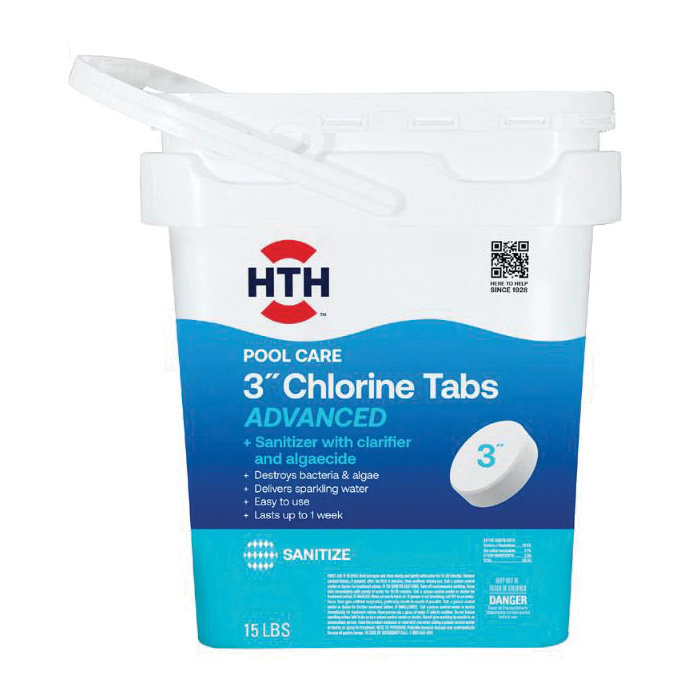 Pool Care 42054 Advanced Chlorine Tabs, Tablet, Bleach, Chlorine-Like, Sharp, 15 lb