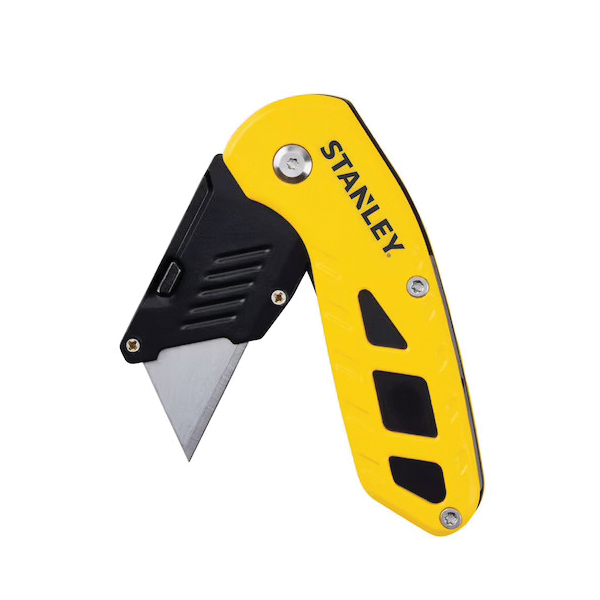 Compact Knife, Stanley, 2-7/16 in L Blade, 0.024 in W Blade, Carbon Steel Blade, Black/Yellow Handle - 3