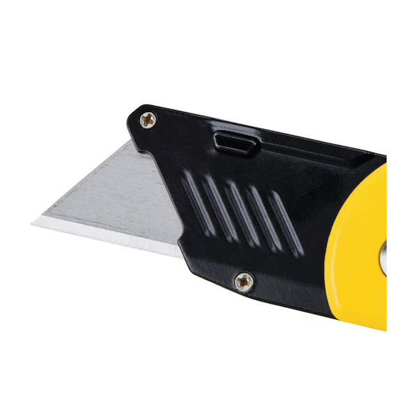 Compact Knife, Stanley, 2-7/16 in L Blade, 0.024 in W Blade, Carbon Steel Blade, Black/Yellow Handle - 5