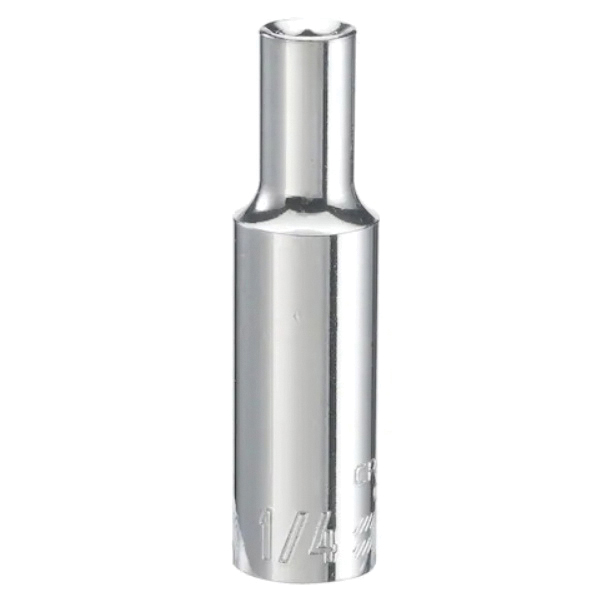 CMMT23144 Socket, 1/4 in Socket, 3/8 in Drive, 6-Point, Chrome Vanadium Steel, Polished Chrome