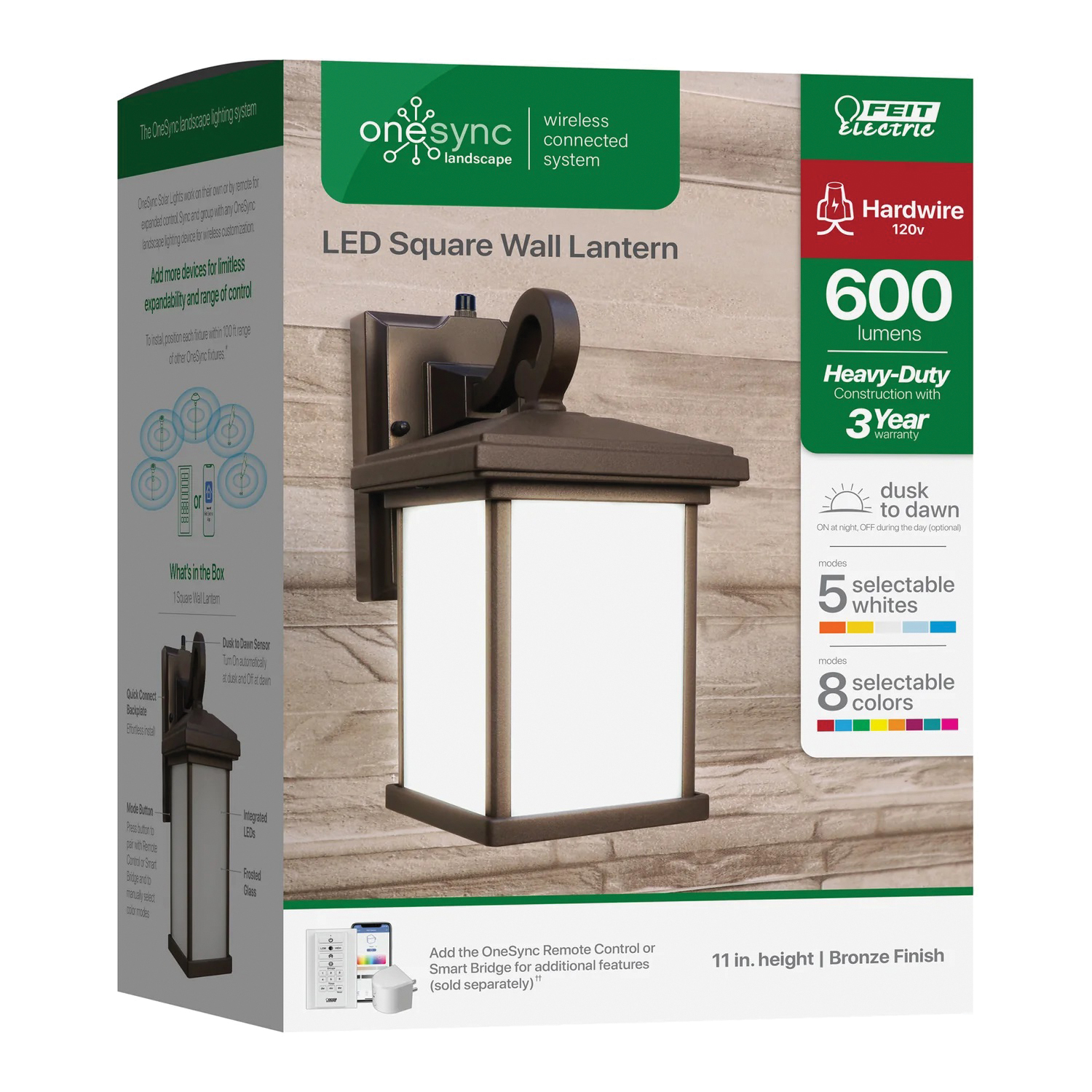 OneSync Outdoor Wall Lantern, Feit Electric, Integrated LED, Bronze - 2