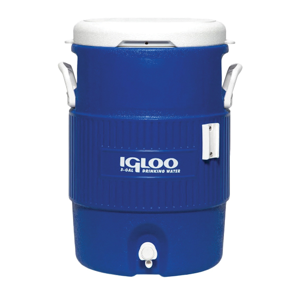 42026 Seat Top Water Jug with Cup Dispenser, 5 gal, 14-1/2 in L, 13 in W, 19-1/2 in H, Blue