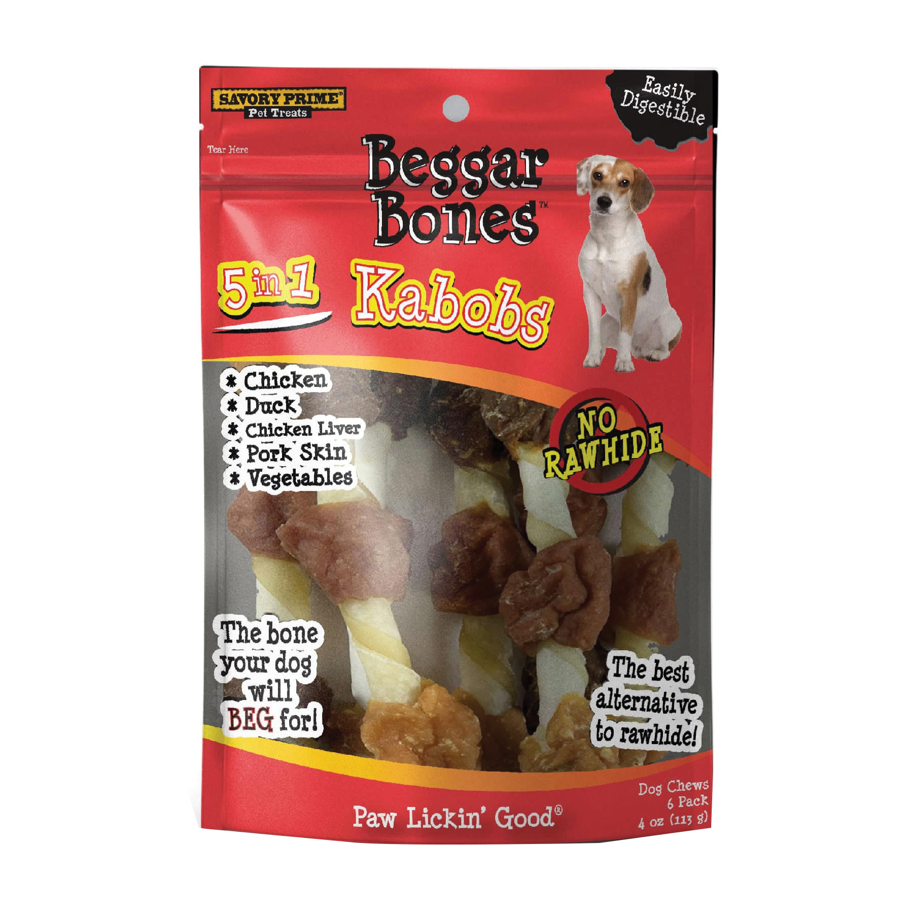 Beggar Bone Series 365 Dog Treat, 5-1 Kabobs Grain Free, 4 oz, 6 Pk