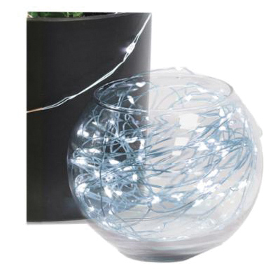 FY30-100/CW/SLV Fairy String Light, 120 V, 100-Lamp, LED Lamp, Cool White Light