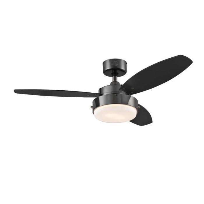 Alloy Series 72215 Indoor Ceiling Fan, 3-Blade, Gun Metal Housing, Black/Graphite Blade, 42 in Sweep