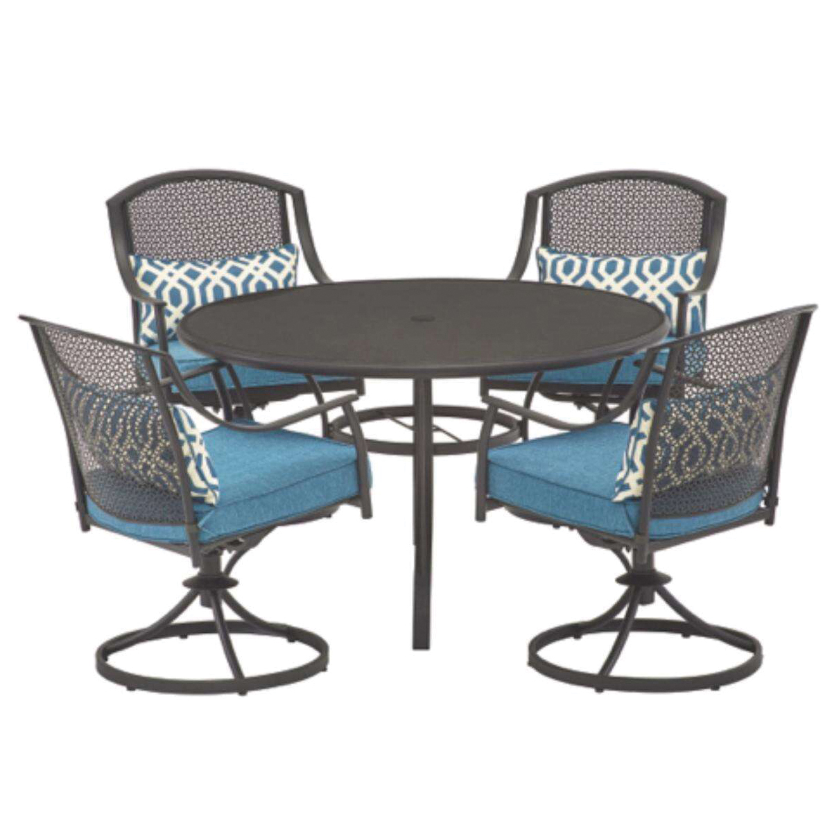 Living Accents Hattington RTS008K Dining Set, 5-Piece, 4-Seating, Round Table, Etched Glass Tabletop, Swivel Seat - 1