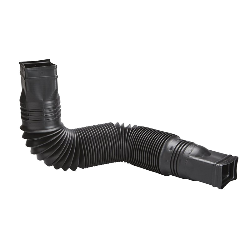 85015 Downspout Extension, 55 in L Extended, Vinyl, Black, For: 2 x 3 in or 3 x 4 in Downspouts