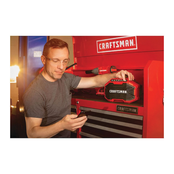Cordless Bluetooth Speaker, Craftsman, 100 ft Wireless Range, Red - 4