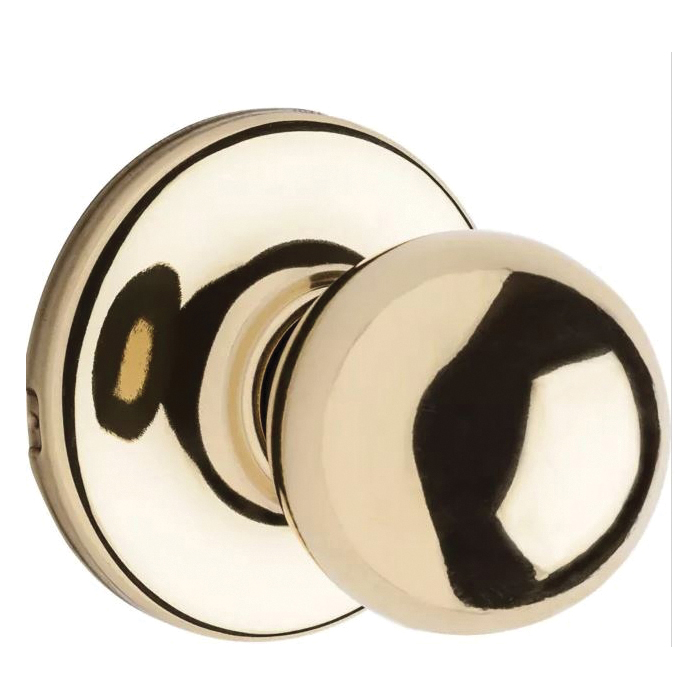 Kwikset Polo 200P 3PB Hall/Closet Lock, Knob Handle, Polished Brass, 2-3/8 to 2-3/4 in Backset, Universal Hand