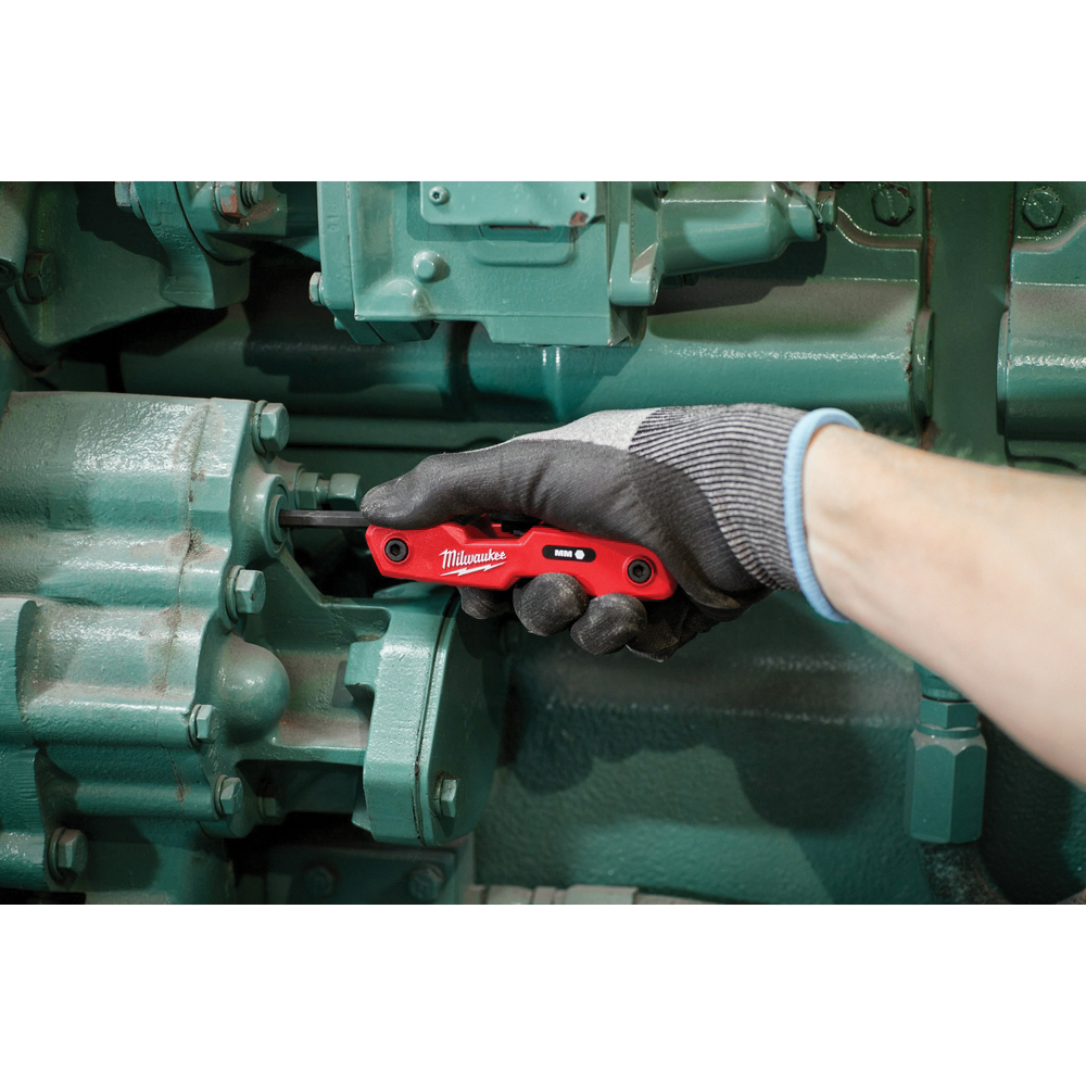 Folding Hex Key Set, Milwaukee, Aluminum/Steel, Black Oxide, Black/Red, Specifications: Metric Measurement - 4