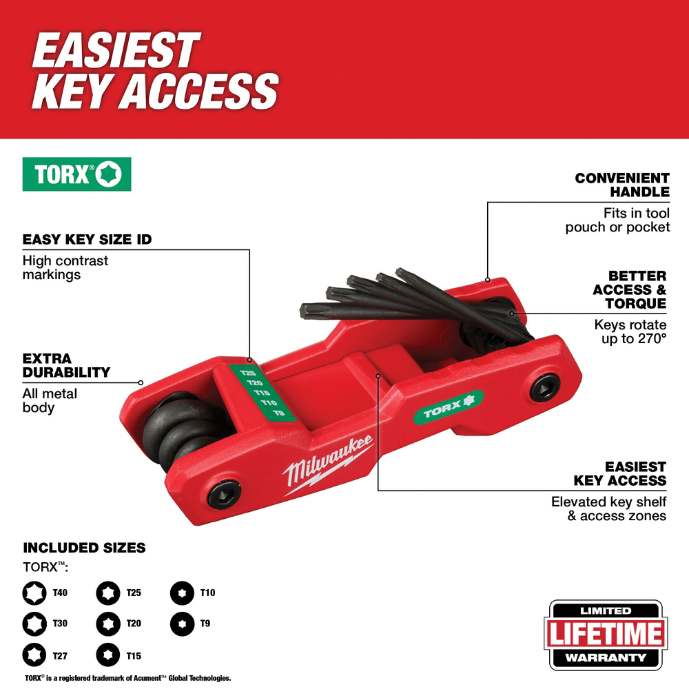 Milwaukee 48-22-2184 Folding Hex Key Set, Aluminum/Steel, Black Oxide - 2