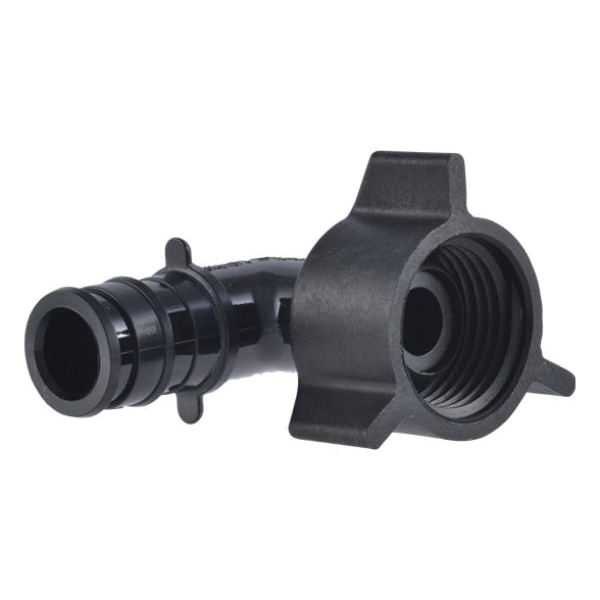 UA532A5 Swivel Pipe Elbow, 1/2 in, Barb x NPSM, 90 deg Angle, Acudel Polymer, Black