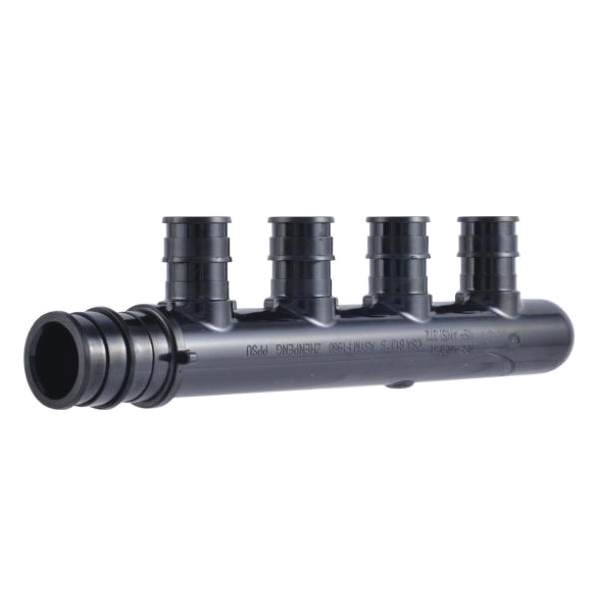 UAMPT4C Multi-Port Closed Pipe Tee, 3/4 in Inlet, 4-Outlet, 1/2 in Outlet, Acudel Polymer