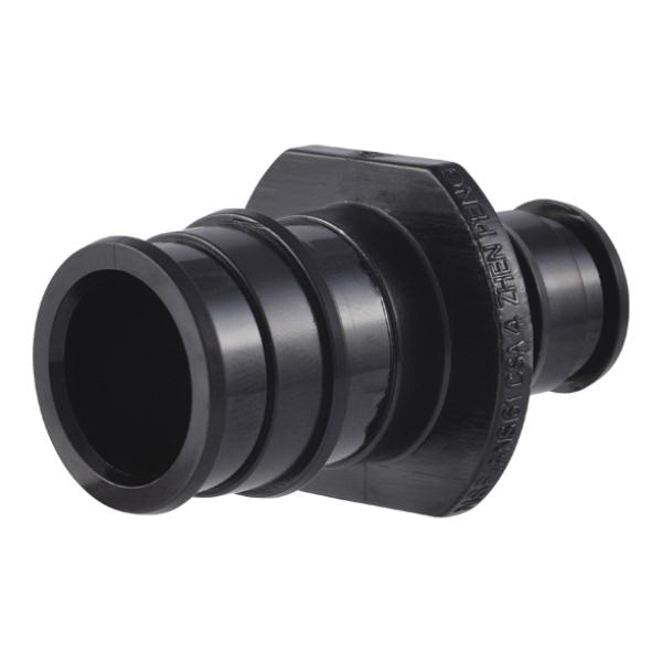 UA058A5 Expansion Reducing Coupling, 1/2 x 3/4 in, Barb, Polymer, Black, 80, 100, 160 psi Pressure