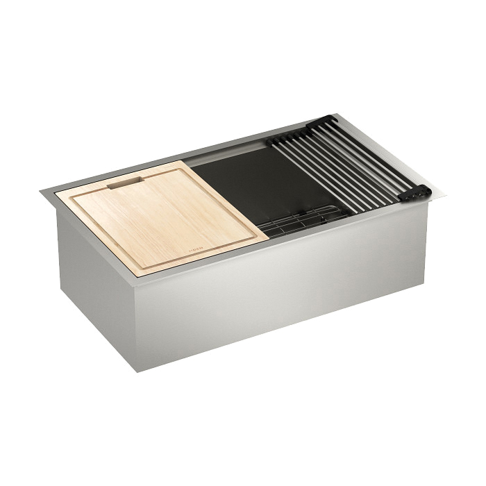 Luxe Chef Kitchen Sink, Moen, Undermount, 1-Bowl, Stainless Steel - 1