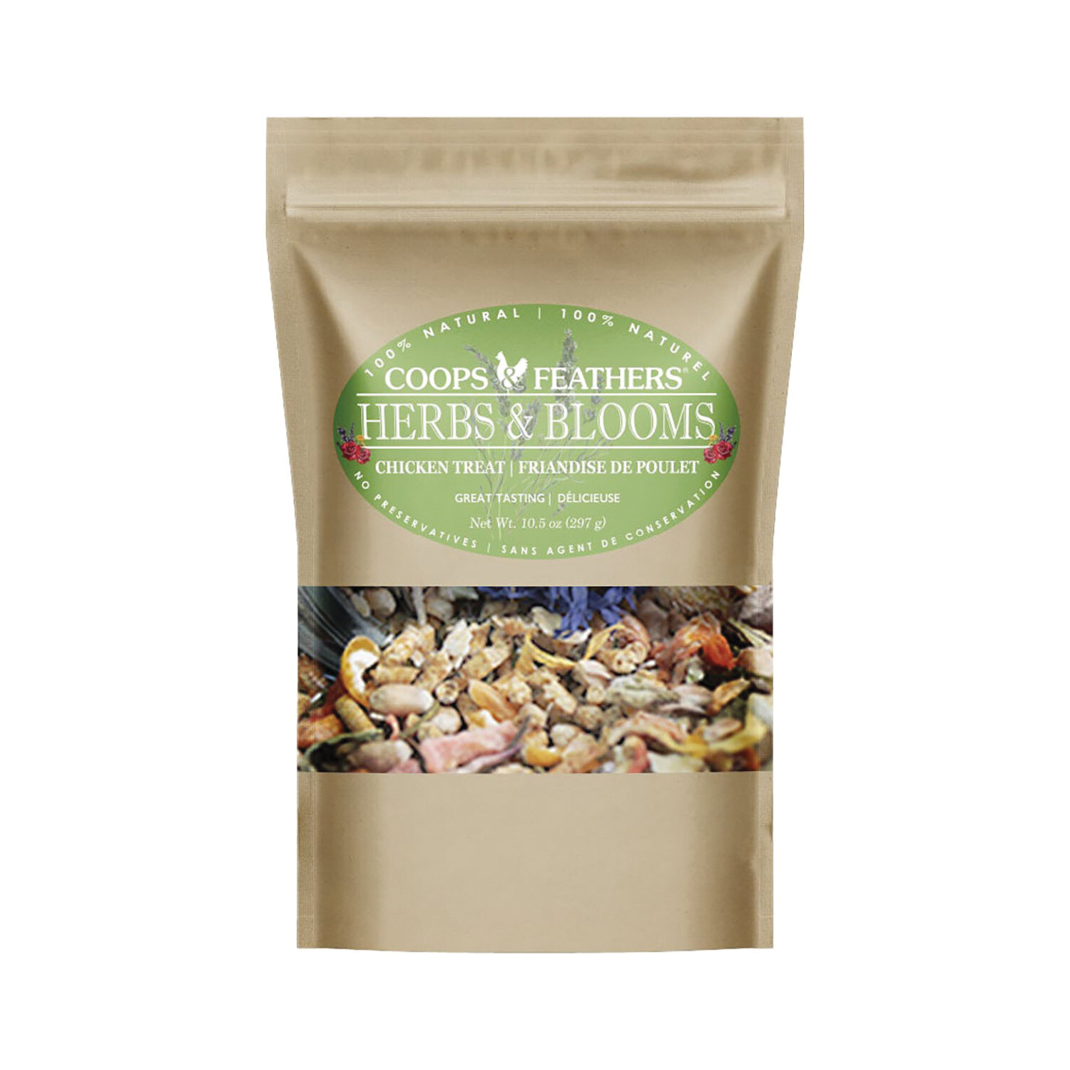 Coops & Feathers 650-11 Herbs and Blooms Poultry Treat, 10.5 oz, Bag