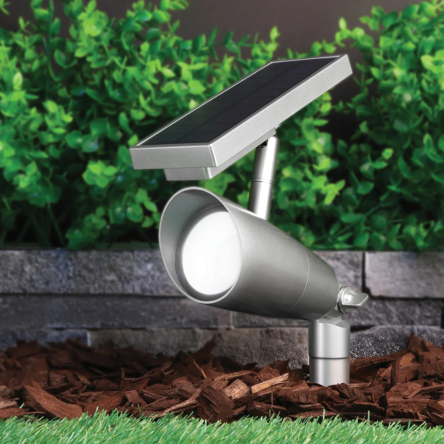 OneSync LED Landscape Solar Spotlight, Feit Electric, 100 Lumens Aluminum Fixture, Nickel Finish - 3
