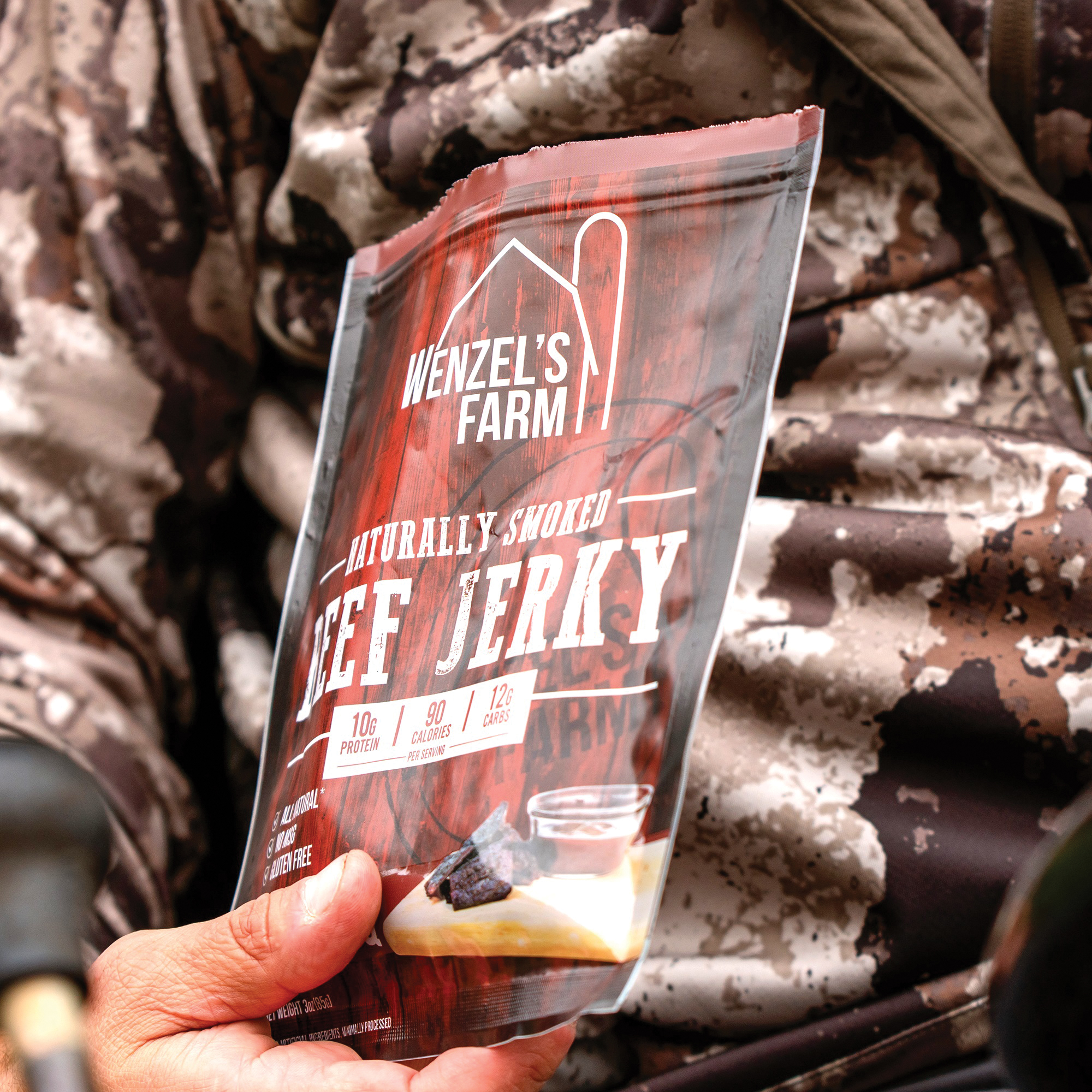 Wenzel's Farm 00378 Jerky, Smoked BBQ Beef, 3 oz - 5