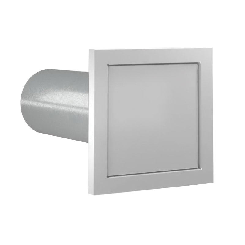 VT0759 Wall Exhaust Hood, 6-3/4 in W Hood, 6-3/4 in H Hood, 4 in Duct, Steel Hood, White Hood