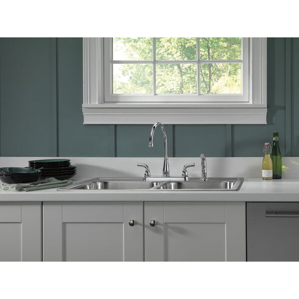 Foundations Kitchen Faucet, Delta, 2-Handle, Chrome, Includes Sprayer - 3