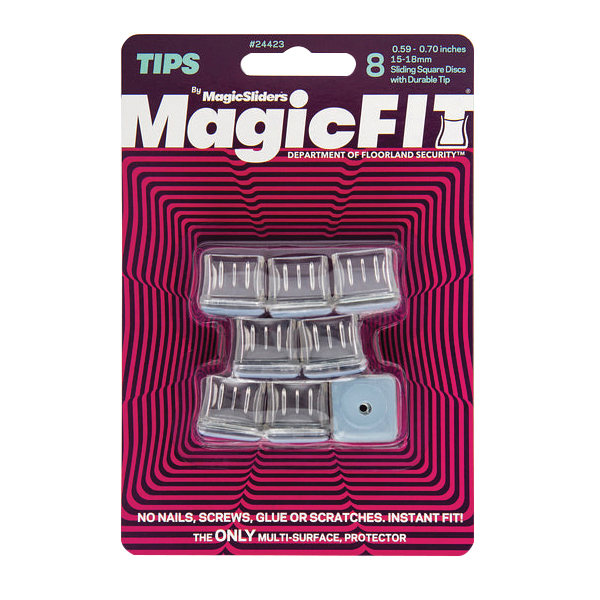 Magic Sliders 24423 Leg Tip, Square, TPE, Clear, 5 in L, 4-3/4 in W, 3/4 in H - 2