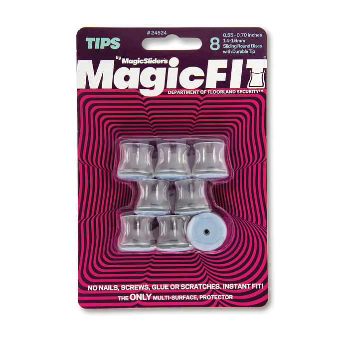 Furniture Leg Tip Covers, Magic Sliders, Round, TPE, Clear, 0.55-0.70 in, 8 pk - 2