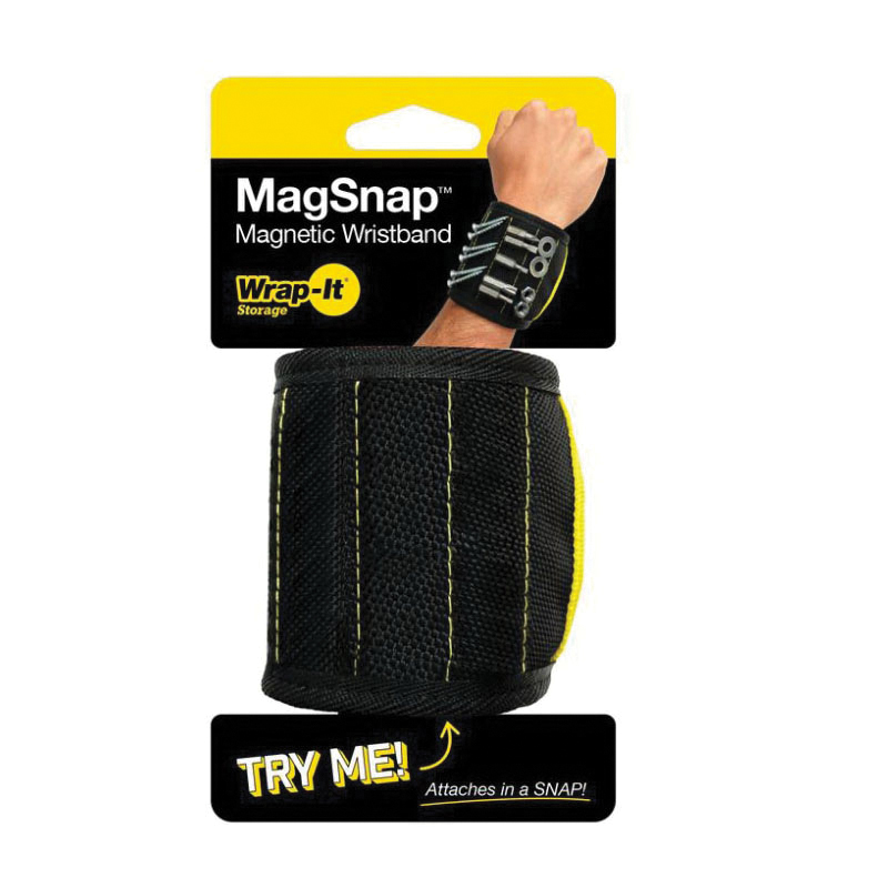 MagSnap 100-MSWB-BL Magnetic Snap Wristband, 6-3/4 in L, 3-3/4 in W, 3 in H, Black