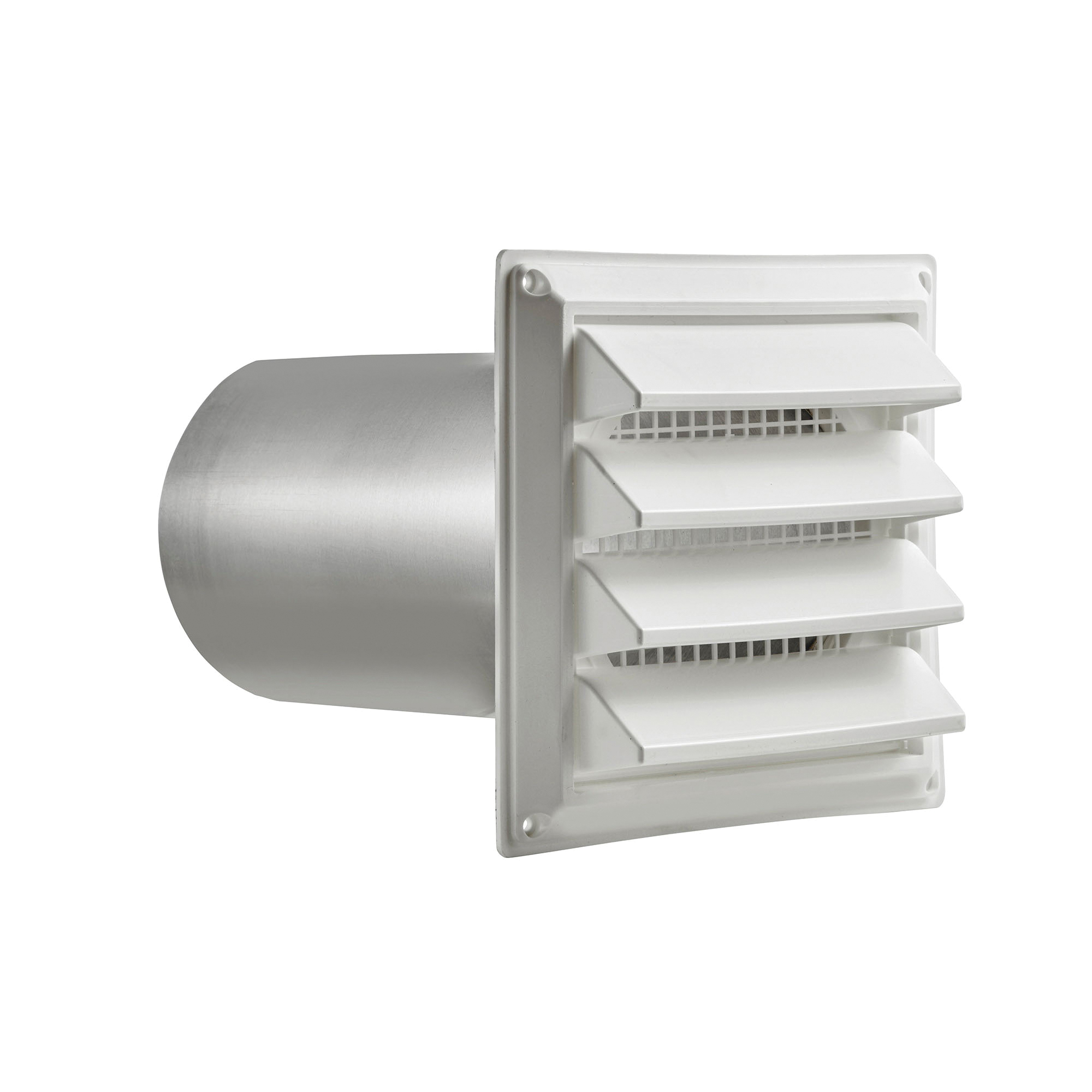 606WTP Air Intake Louver Vent, 6 in Dia, Plastic, White