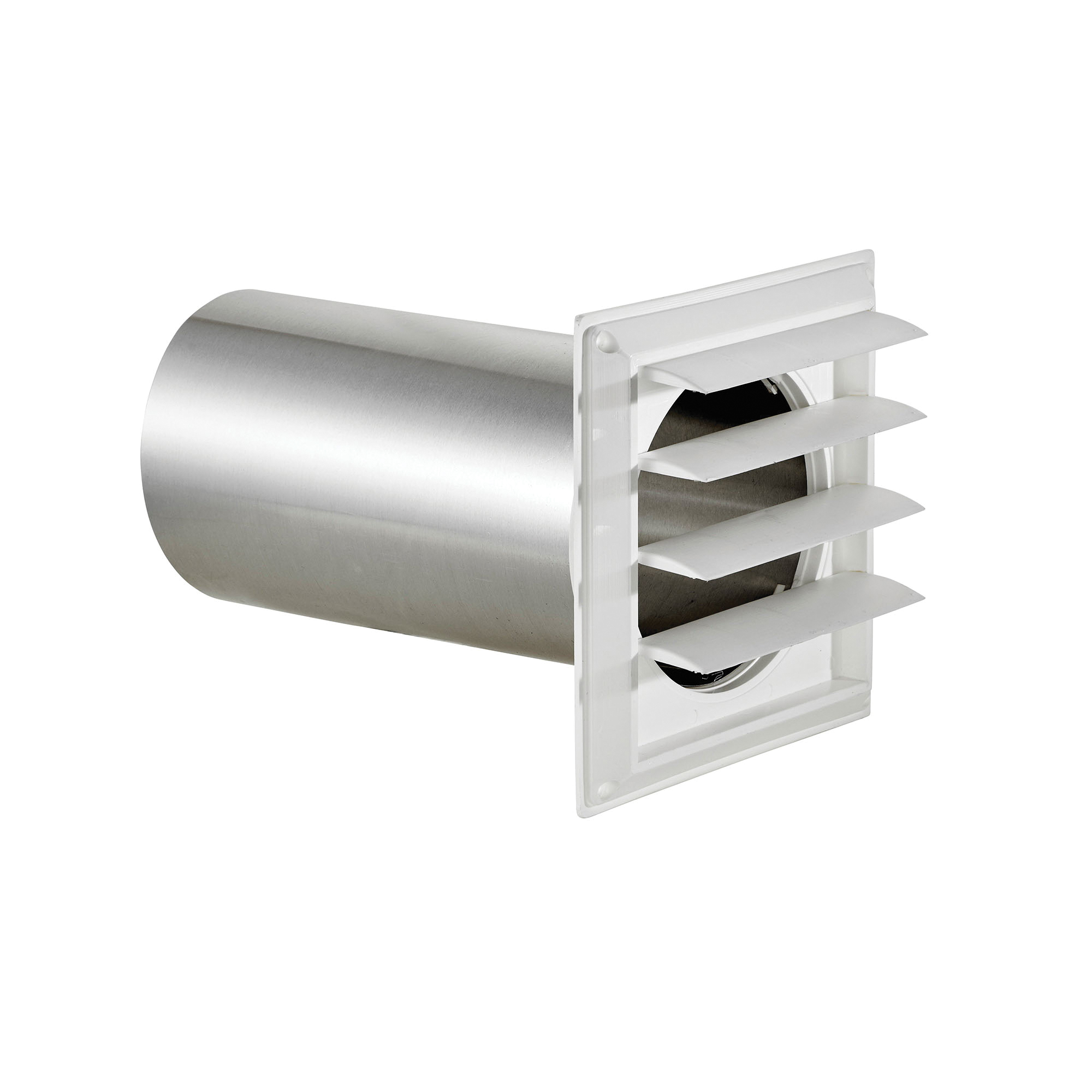 361WTP Wall Cap Louvered Vent, 6 in Dia, Plastic, White