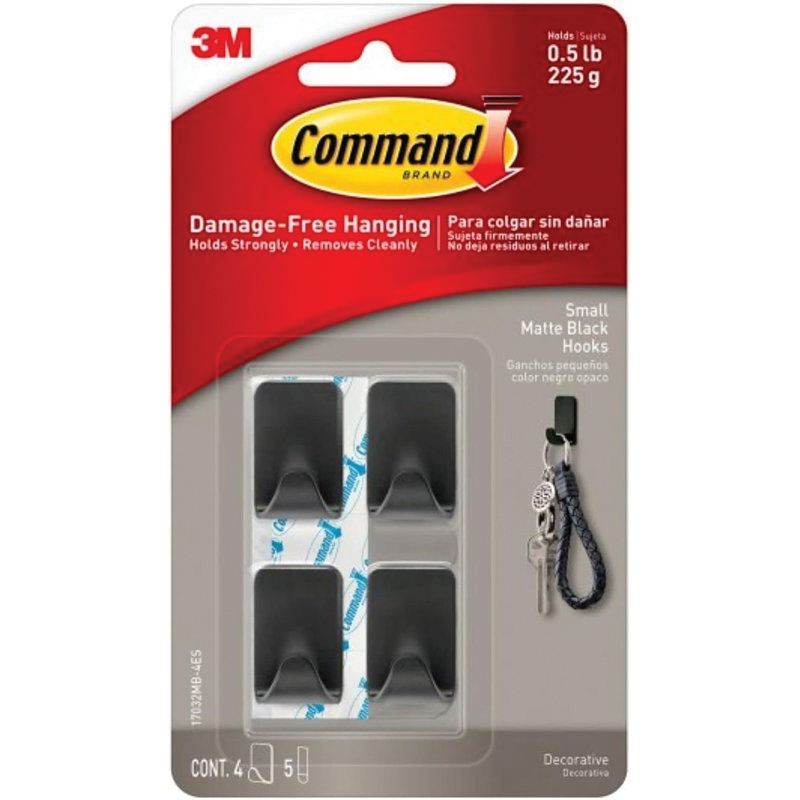 17032MB-4ES Hook, 0.5 lb, 4-Hook, Black, Matte