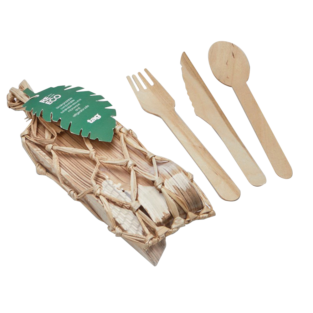 TAG eco G16356 Cutlery Set, 36-Piece, Birch, Natural - 1