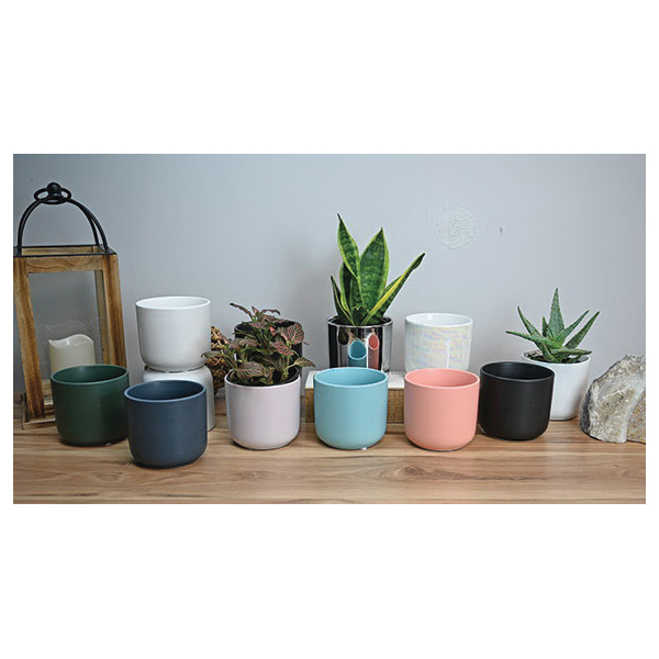 Washington Pottery Company VD1005S Element Pot, 4-1/2 in Dia, 4 in H, Sunny, Glazed - 2