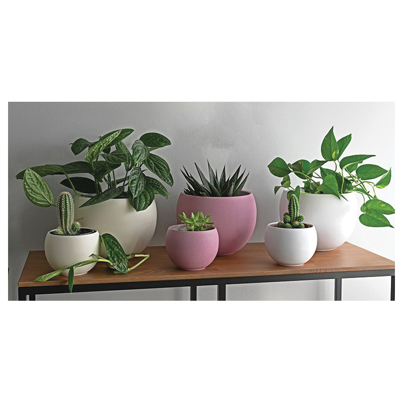 Washington Pottery Company 7EK23PK Pot, 9 in Dia, Luna Spheres Design, Terracotta, Pink, Powder-Coated - 2