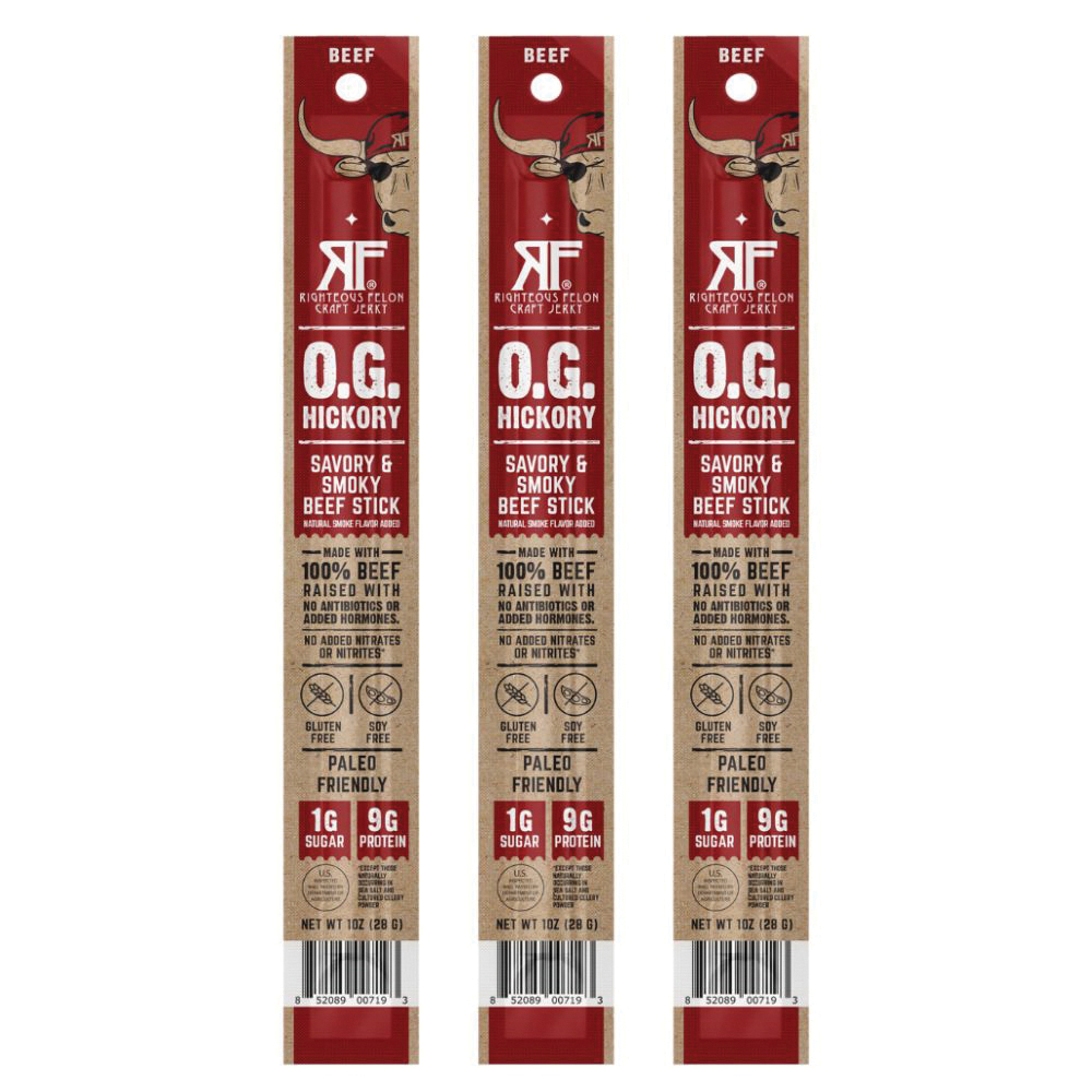 Righteous Felon Craft Jerky STICKDG Beef Stick, Hickory Savory and Smoky, 1 oz - 2