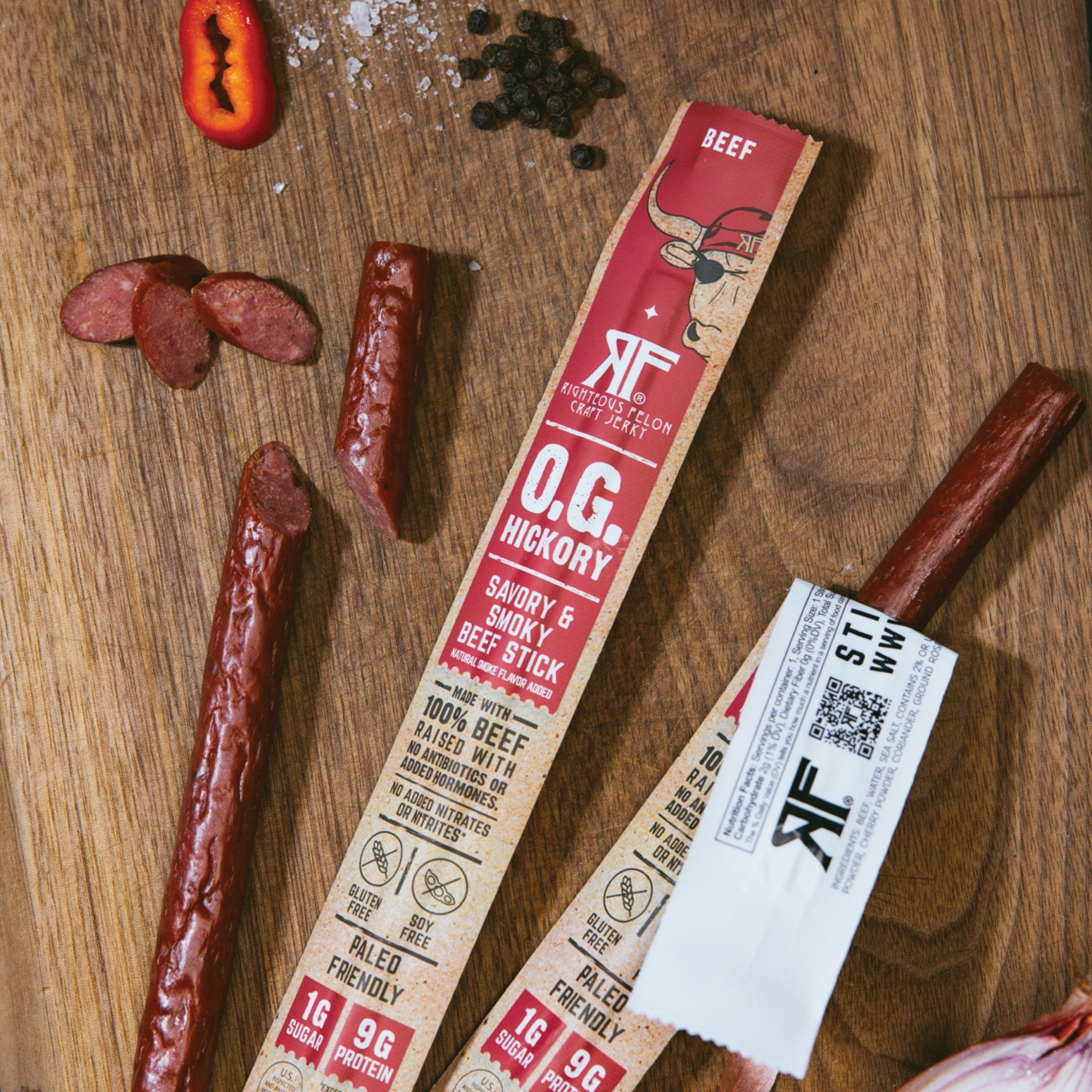 Righteous Felon Craft Jerky STICKDG Beef Stick, Hickory Savory and Smoky, 1 oz - 4