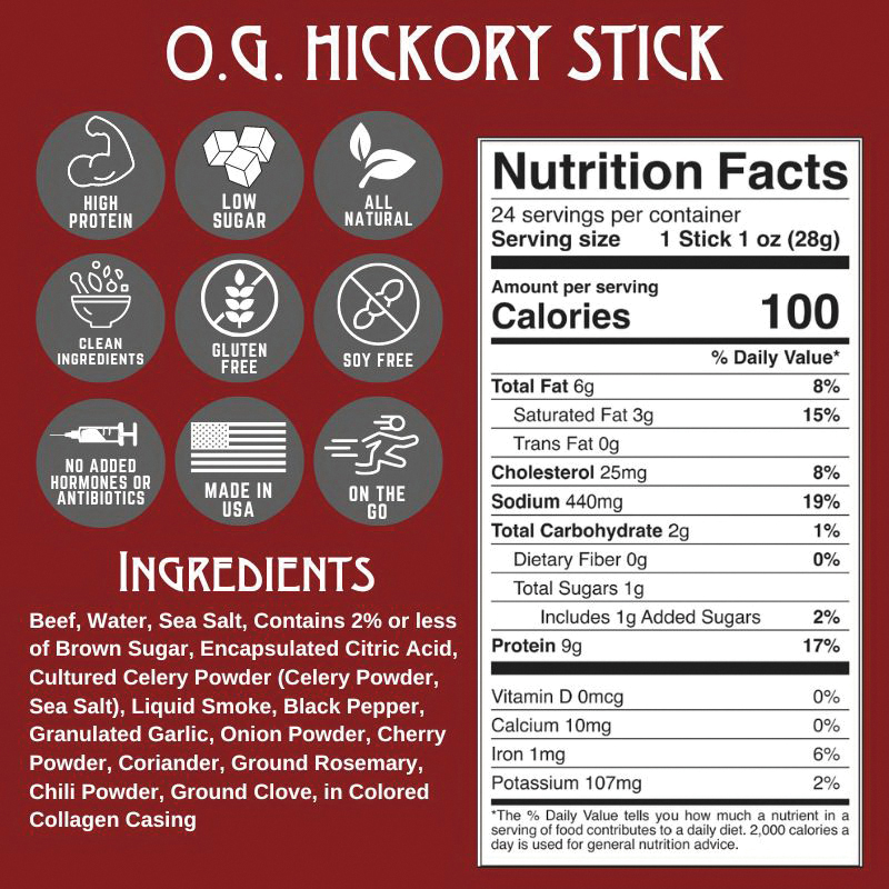 Righteous Felon Craft Jerky STICKDG Beef Stick, Hickory Savory and Smoky, 1 oz - 5
