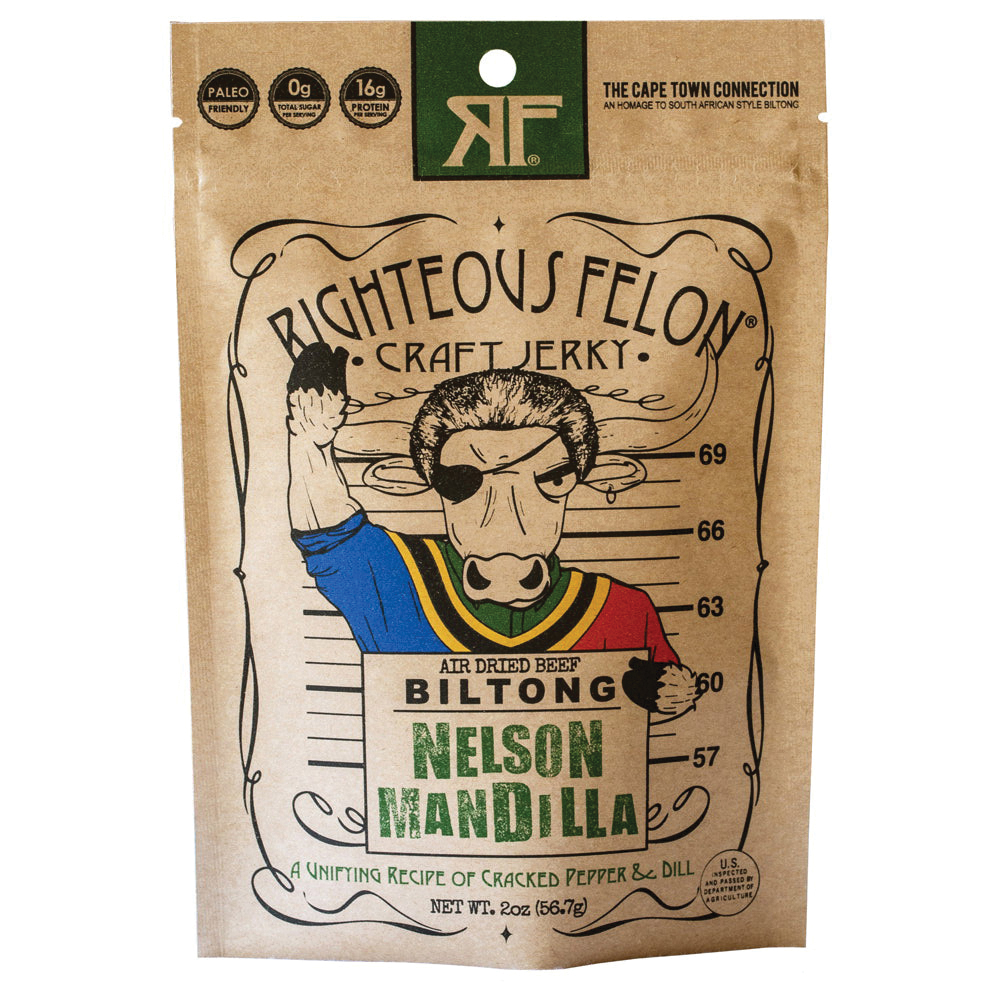 Righteous Felon Craft Jerky 1BTMM Biltong, Nelson Mandilla, 2 oz - 2