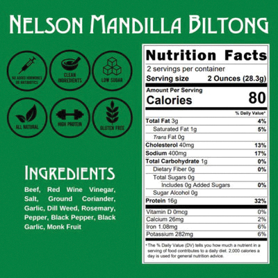 Righteous Felon Craft Jerky 1BTMM Biltong, Nelson Mandilla, 2 oz - 5