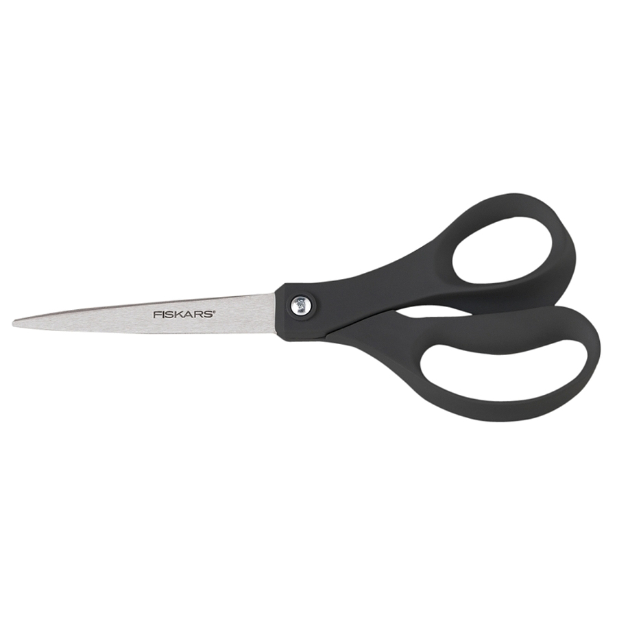 1067262 Scissors, 8 in OAL, 3-3/4 in L Cut, Stainless Steel Blade, Contoured Handle, Black/Gray Handle