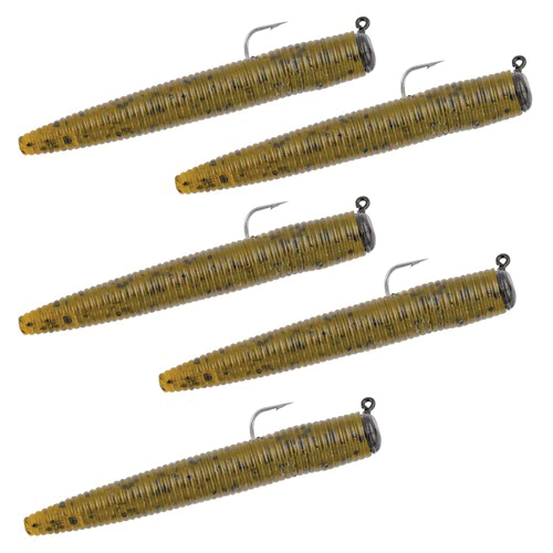 5718-0513 Ned Style Rigs, 3 in Worm, 5-Hook, Green Pumpkin Lure
