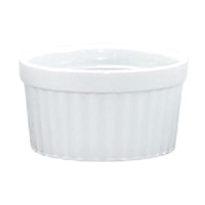 HIC 98003 Souffle Ramekin, 3 oz Capacity, Porcelain, White, 3 in Dia, 3 in L, 3 in W, 1-5/8 in H